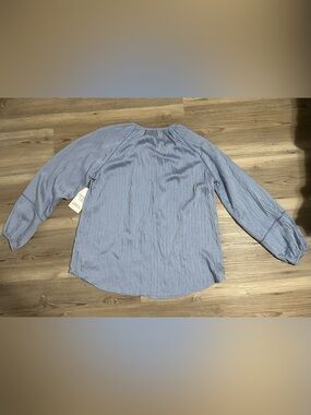 Time and Tru Blue Pinstripe Button-Down Shirt
